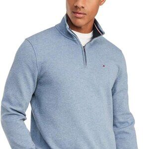 Tommy Hilfiger Mens Long Sleeve Quarter Zip Blue Pullover Sweatshirt EXTRA LARGE